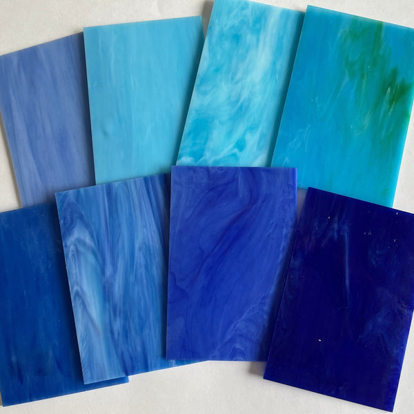 Stained Glass Sheets Pack - BLUE 4x6 inches