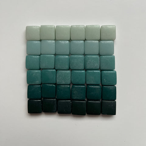 Vivid 12x12 mm Squares Teal Tones MIX