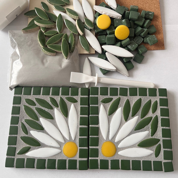 Floral Coasters Mosaic Kit White Petals