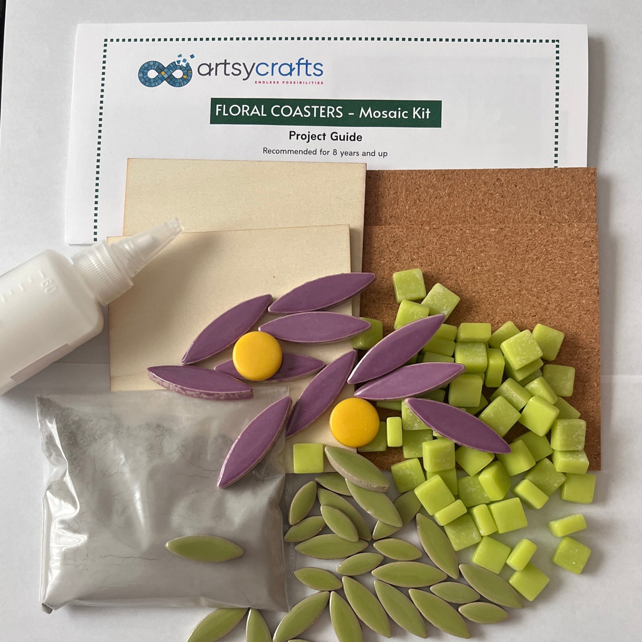 Floral Coasters Mosaic Kit - Purple Petals