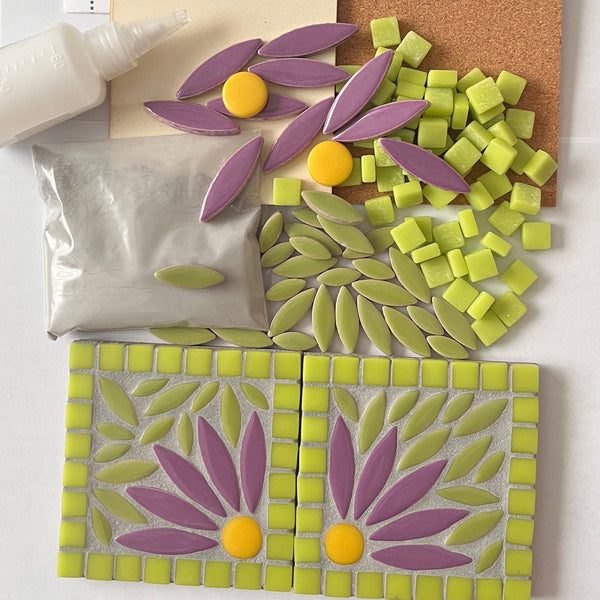 Floral Coasters Mosaic Kit - Purple Petals