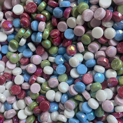 Iridescent 12mm Round Glass Mosaic - MIX  1/2 lb
