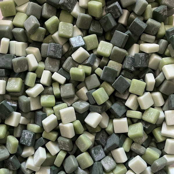 12x12 mm Squares Green Mix