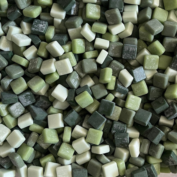 12x12 mm Squares Green Mix