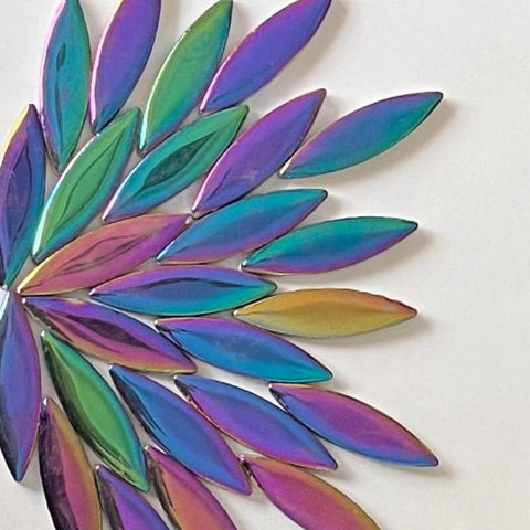 Large Ceramic Petals & Leaves for Mosaics Metallic 4oz