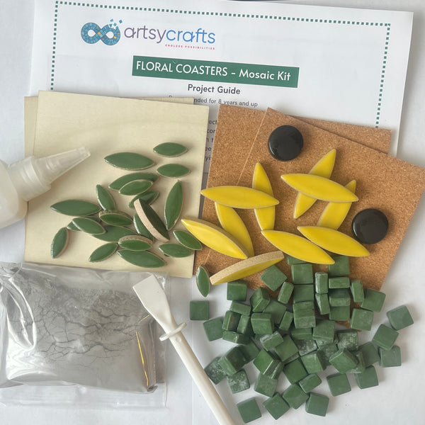 Floral Coasters Mosaic Kit Yellow Petals