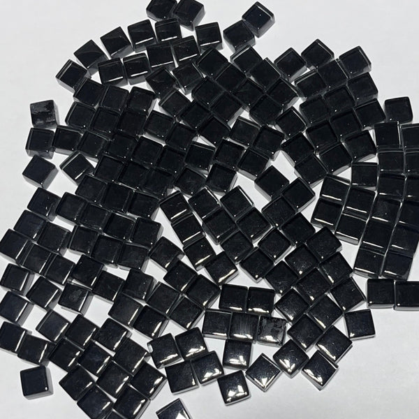 Crystal Glass Tiles 9x9mm BLACK 1/2 lb