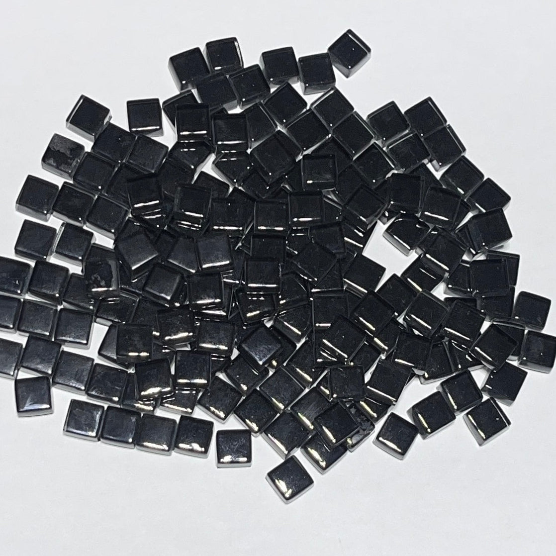 Crystal Glass Tiles 9x9mm BLACK 1/2 lb