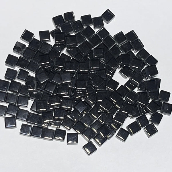Crystal Glass Tiles 9x9mm BLACK 1/2 lb
