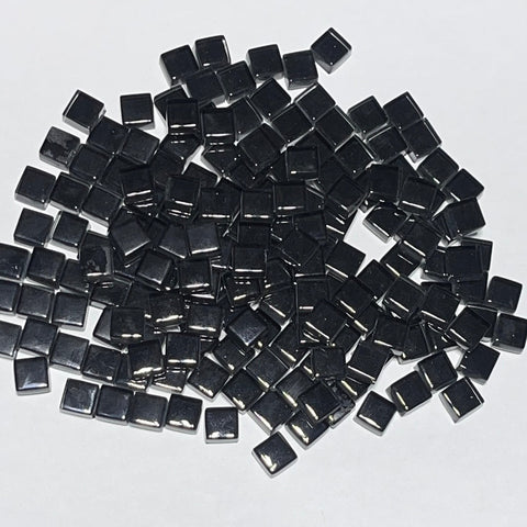 Crystal Glass Tiles 9x9mm BLACK 1/2 lb