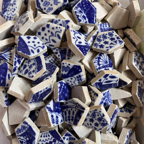 Irregular Ceramic - Blue & White pattern 1/2 lb