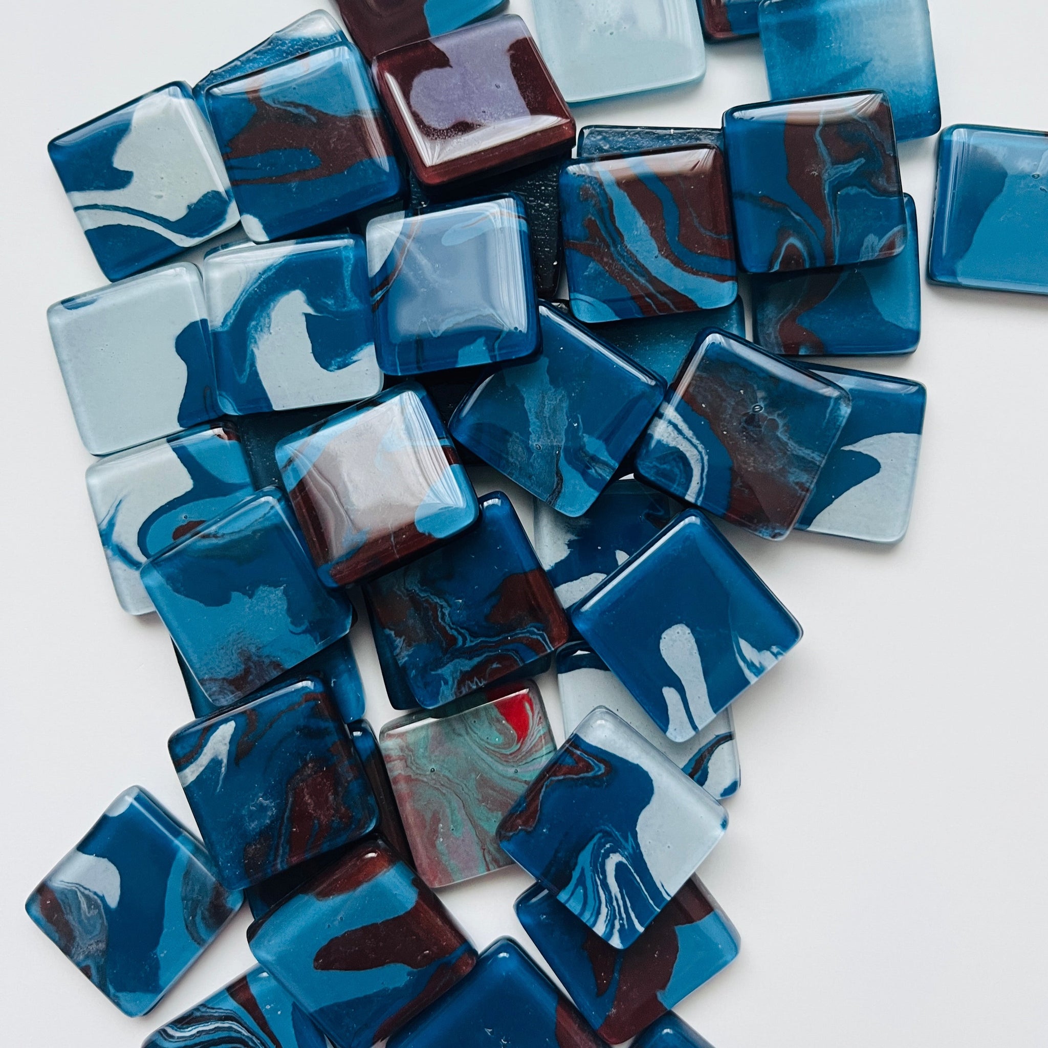 Marble Style Glass Tiles - set of 10