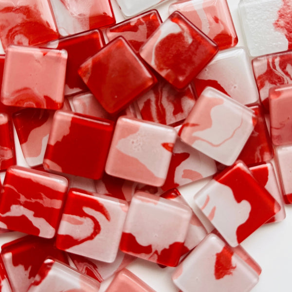 Marble Style Glass Tiles - set of 10