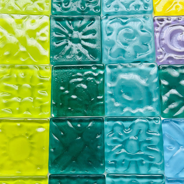 Textured Glass Tiles - set of 10