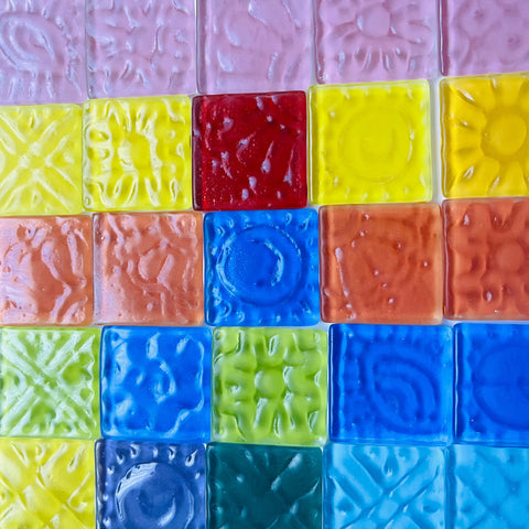 Textured Glass Tiles - set of 10