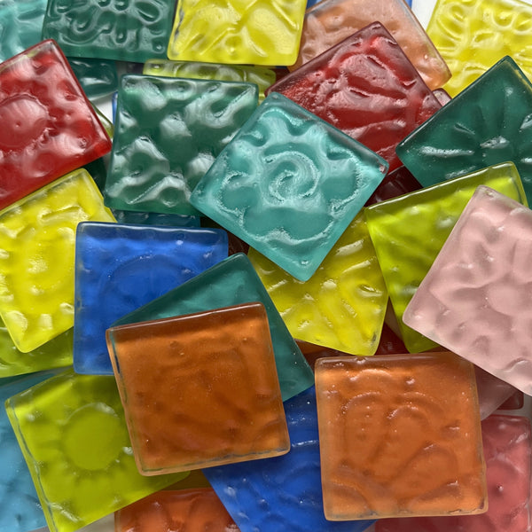 Textured Glass Tiles - set of 10