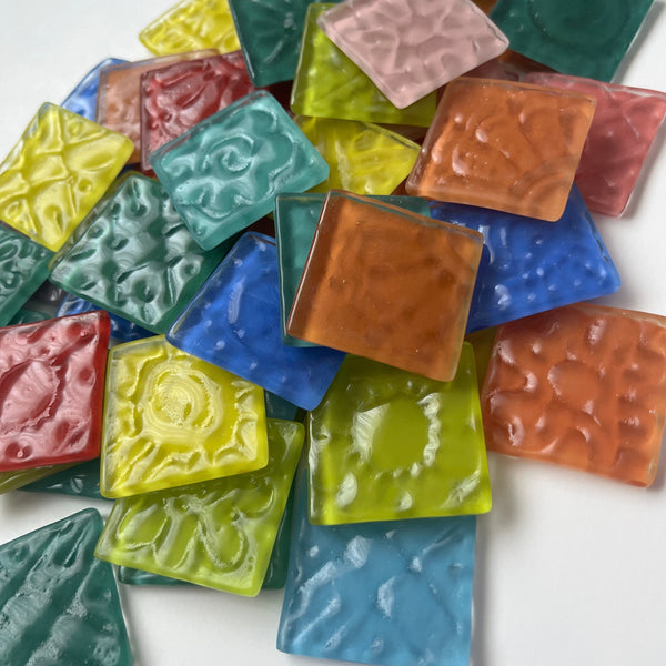 Textured Glass Tiles - set of 10