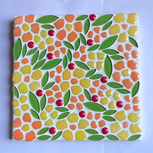 Kit de posavasos con diseño de flores y mosaicos de pétalos blancos