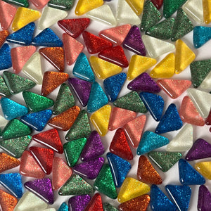 Glitter Glass Triangles - MIX - 1/2 lb