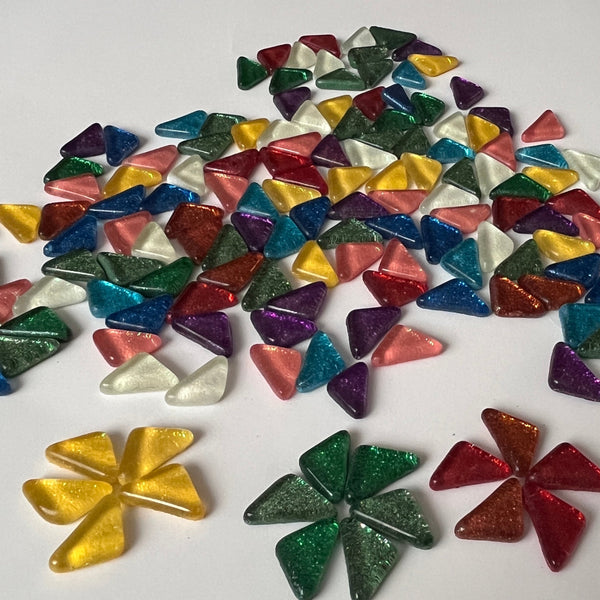Glitter Glass Triangles - MIX - 1/2 lb