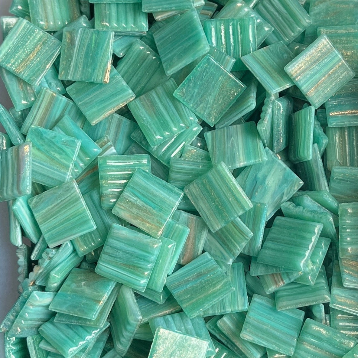 Gold Streaky 20mm - Vitreous Tiles TEAL GOLD