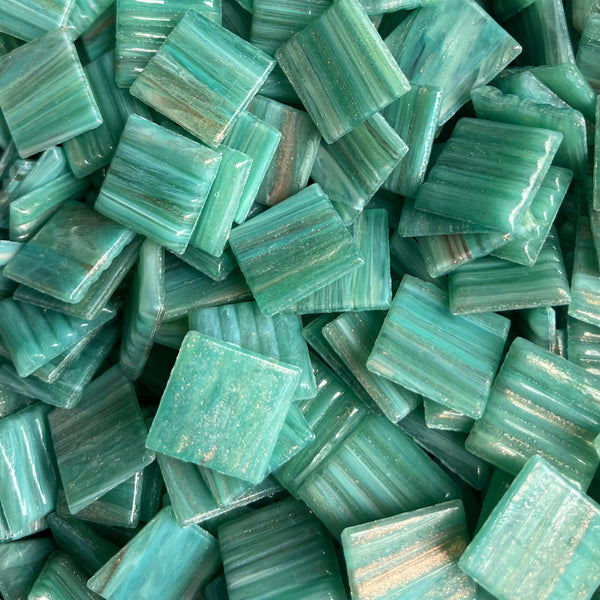 Gold Streaky 20mm - Vitreous Tiles TEAL GOLD