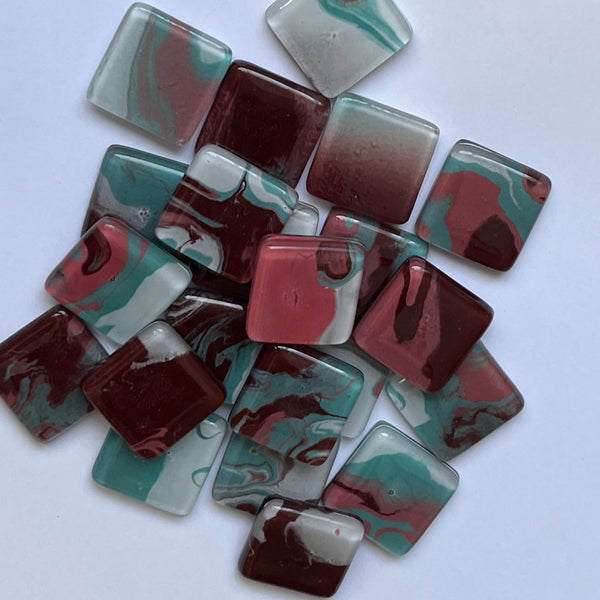 Marble Style Glass Tiles - set of 10