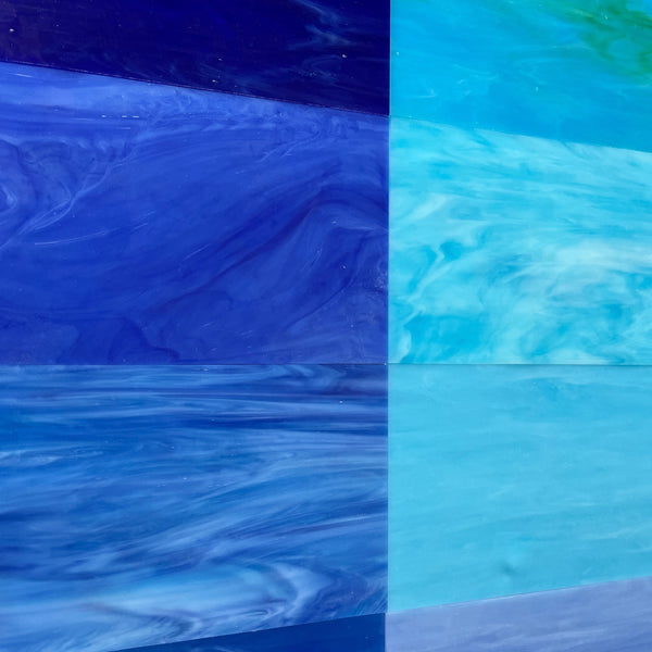 Stained Glass Sheets Pack - BLUE 4x6 inches