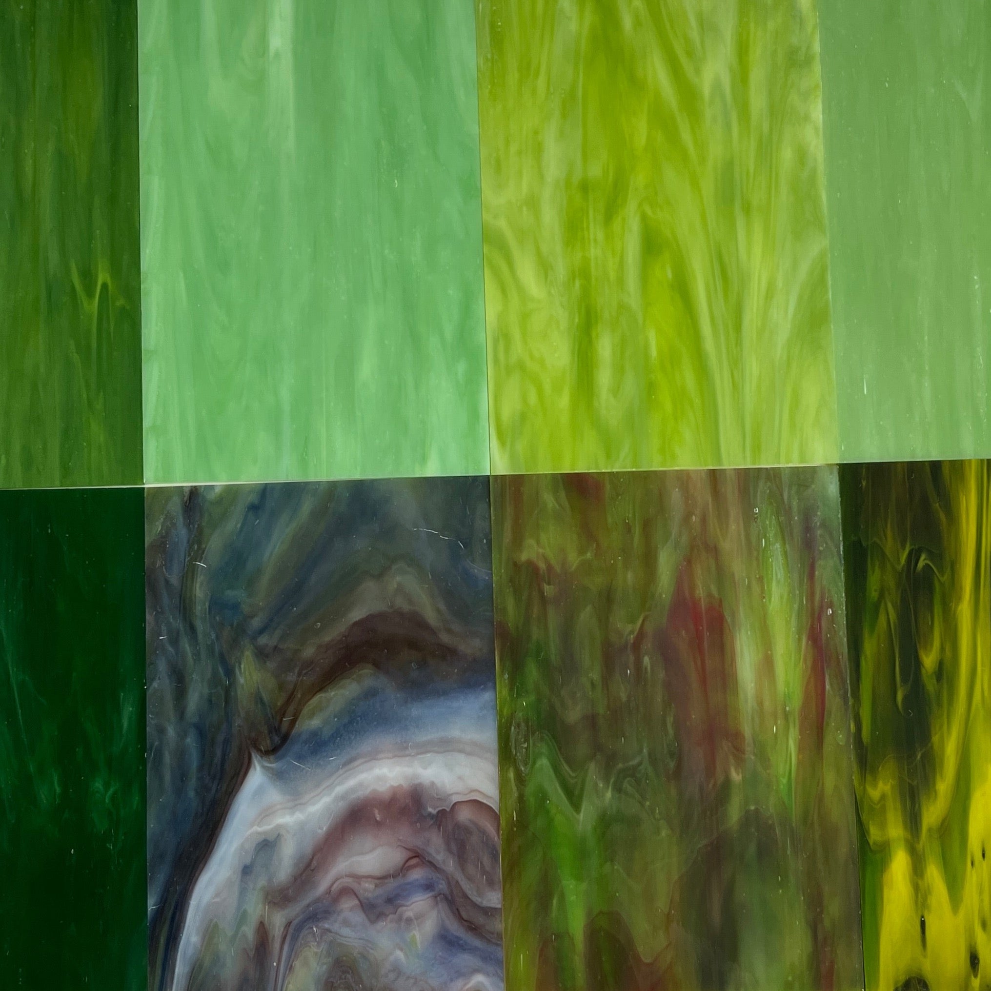 Stained Glass Sheets Pack - GREEN 4x6 inches