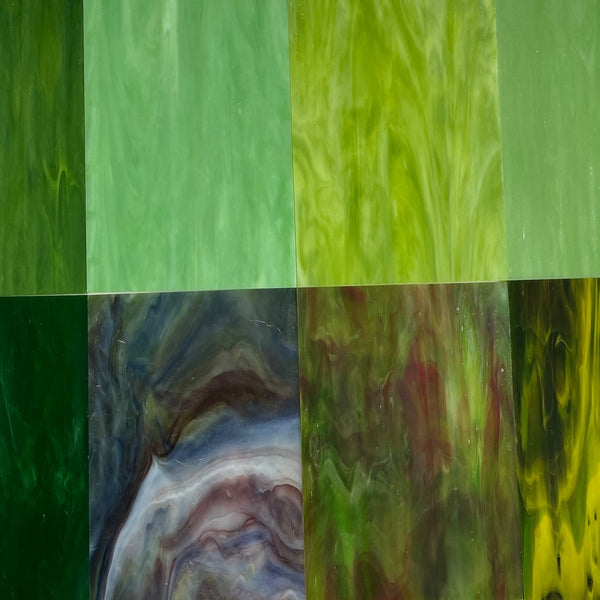 Stained Glass Sheets Pack - GREEN 4x6 inches