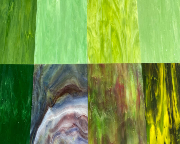 Stained Glass Sheets Pack - GREEN 4x6 inches