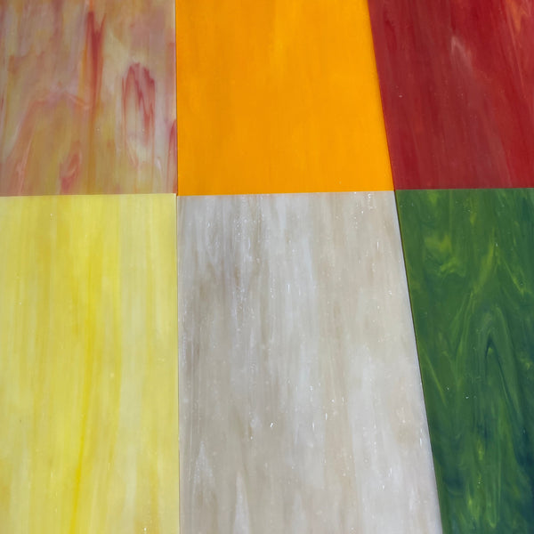 Stained Glass Sheets Pack - RED/YELLOW 4x6 inches