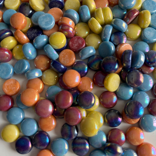 Iridescent 12mm Round Glass Mosaic - Mix 1/2 lb
