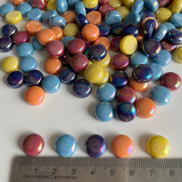 Iridescent 12mm Round Glass Mosaic - Mix 1/2 lb
