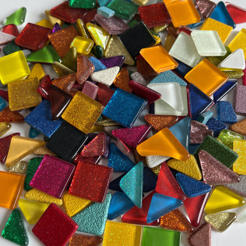 Crystal/Glitter Glass Tiles - MIX - 1 lb