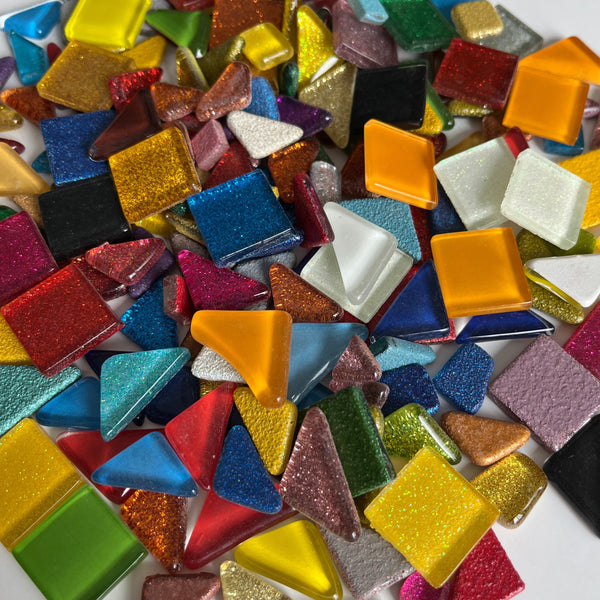 Crystal/Glitter Glass Tiles - MIX - 1 lb