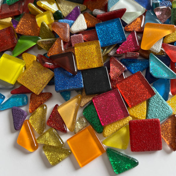 Crystal/Glitter Glass Tiles - MIX - 1 lb