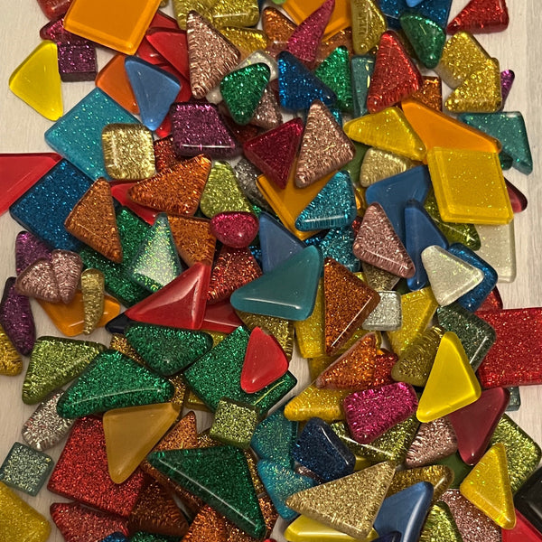 Crystal/Glitter Glass Tiles - MIX - 1 lb