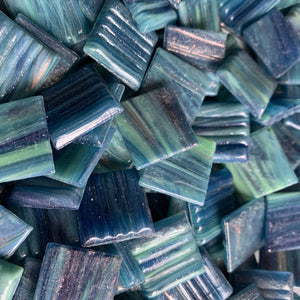 Gold Streaky 20mm - Vitreous Tiles GROOVY BLUE