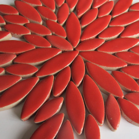 Ceramic Petals & Leaves for Mosaics - Red Mix