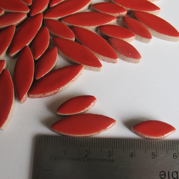 Ceramic Petals & Leaves for Mosaics - Red Mix