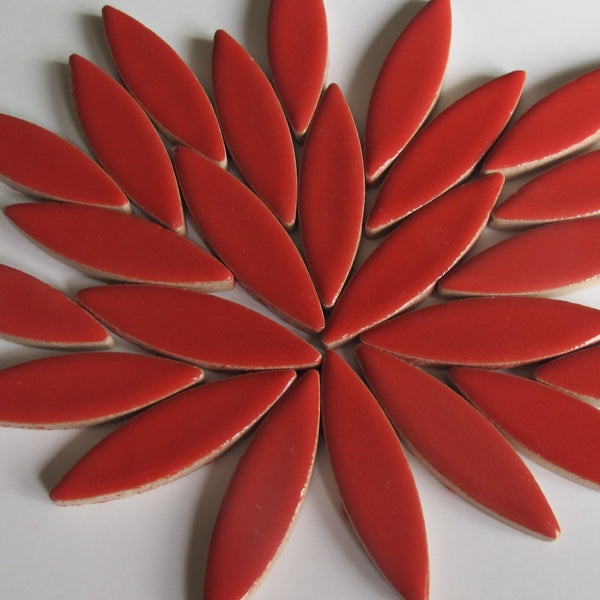 Large Ceramic Petals & Leaves for Mosaics Red 4oz