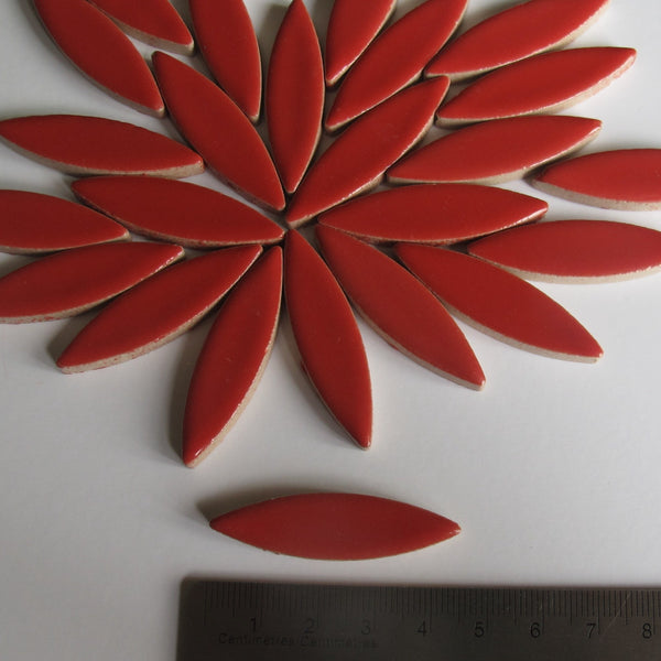 Large Ceramic Petals & Leaves for Mosaics Red 4oz