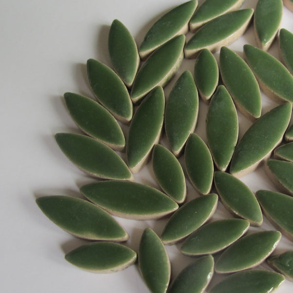 Ceramic Petals & Leaves for Mosaics - Green Mix