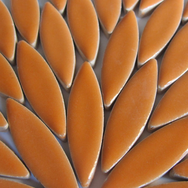 Large Ceramic Petals & Leaves for Mosaics Orange 4oz