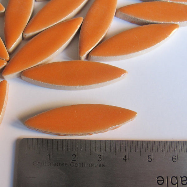 Large Ceramic Petals & Leaves for Mosaics Orange 4oz
