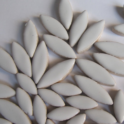 Ceramic Petals & Leaves for Mosaics - White Mix