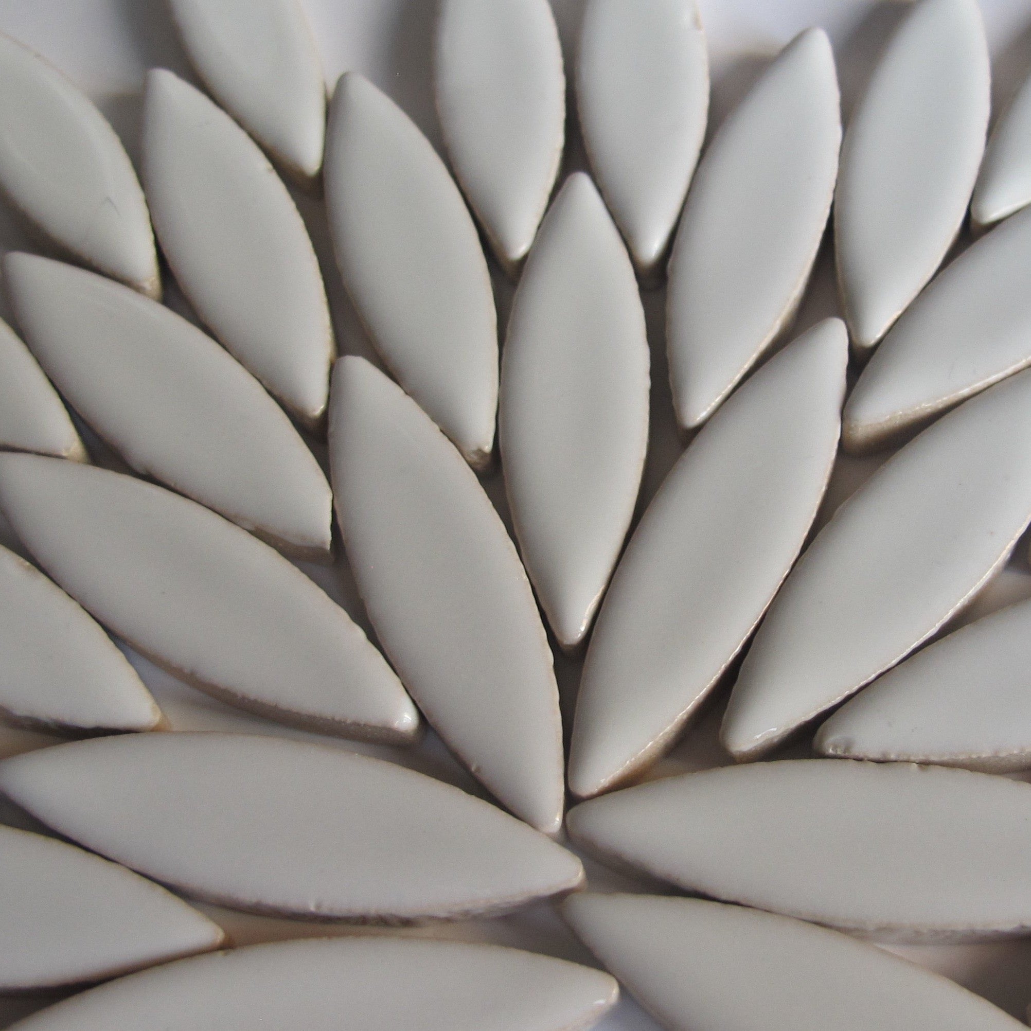 Large Ceramic Petals & Leaves for Mosaics White 4oz