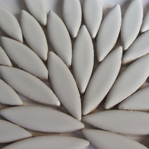 Large Ceramic Petals & Leaves for Mosaics White 4oz