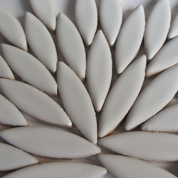 Large Ceramic Petals & Leaves for Mosaics White 4oz
